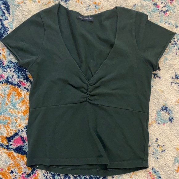 Brandy Melville Tops - Brandy dark green v neck!!!